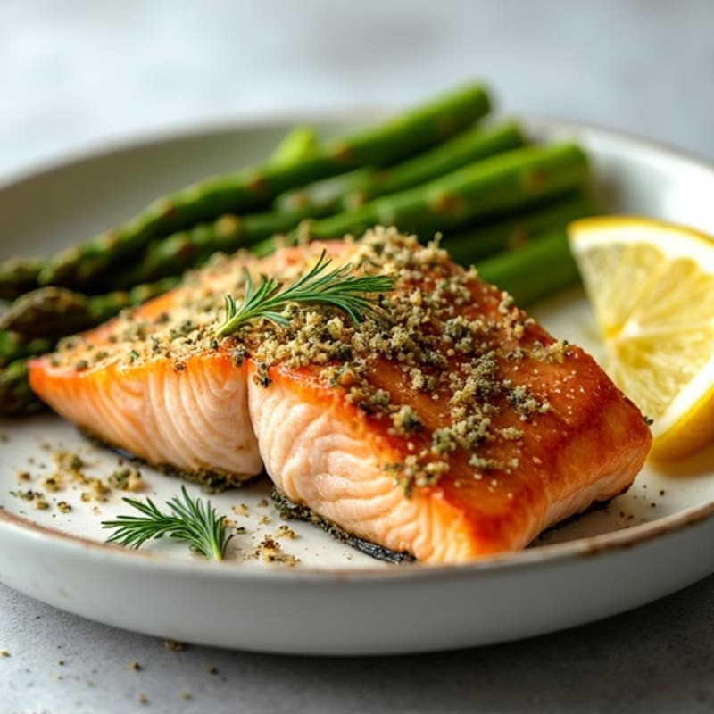 Herb-Crusted Baked Salmon with Roasted Asparagus