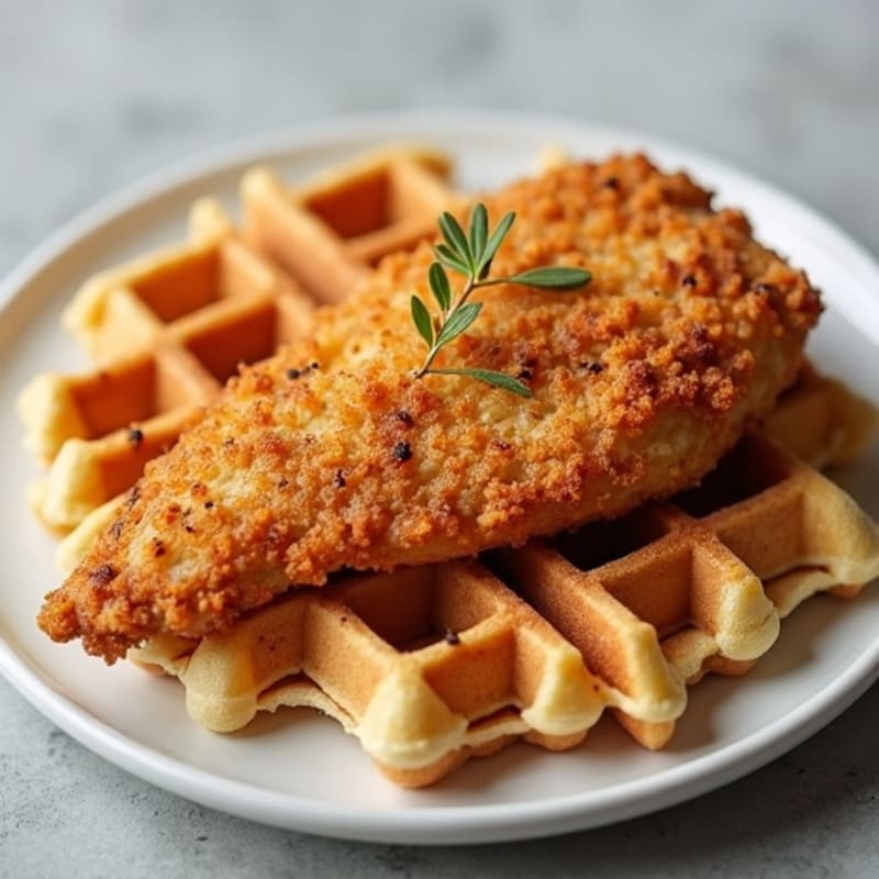 Crispy Golden Chicken with Protein Waffles