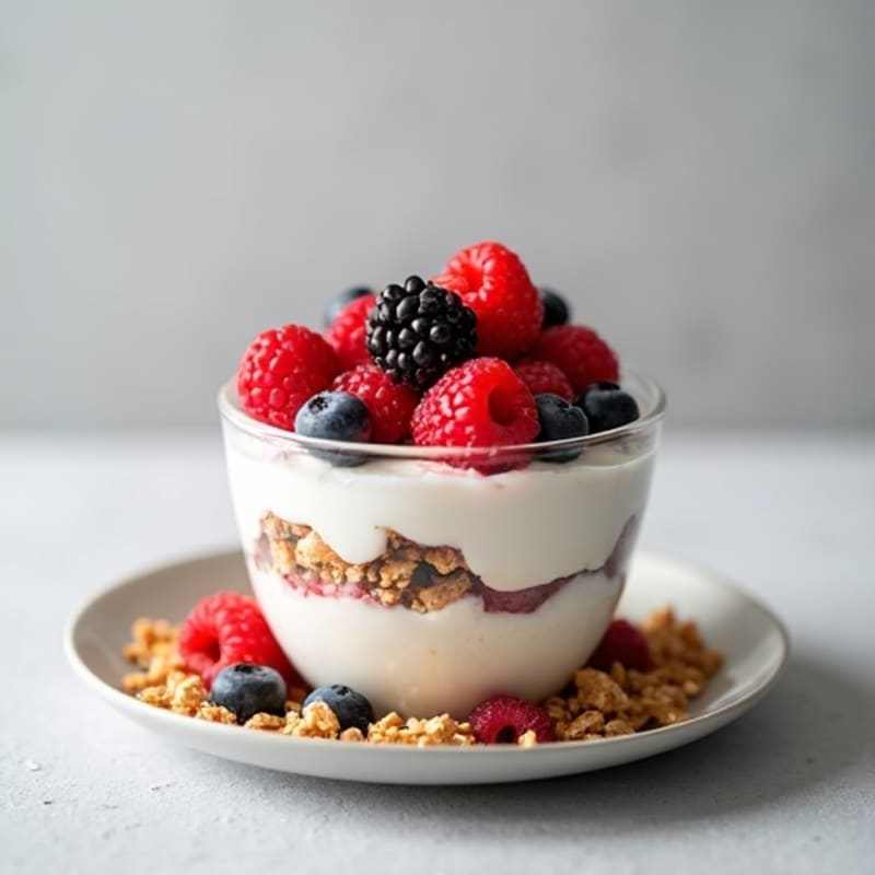 Greek Yogurt Parfait with Fresh Berries and Crunchy Granola