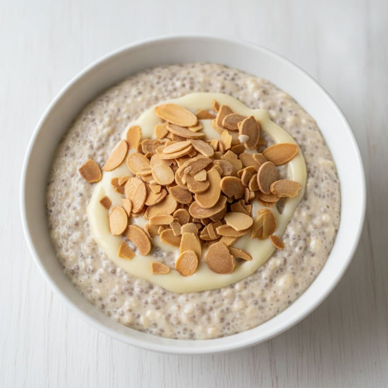 Creamy Vanilla Protein Chia Pudding with Almonds