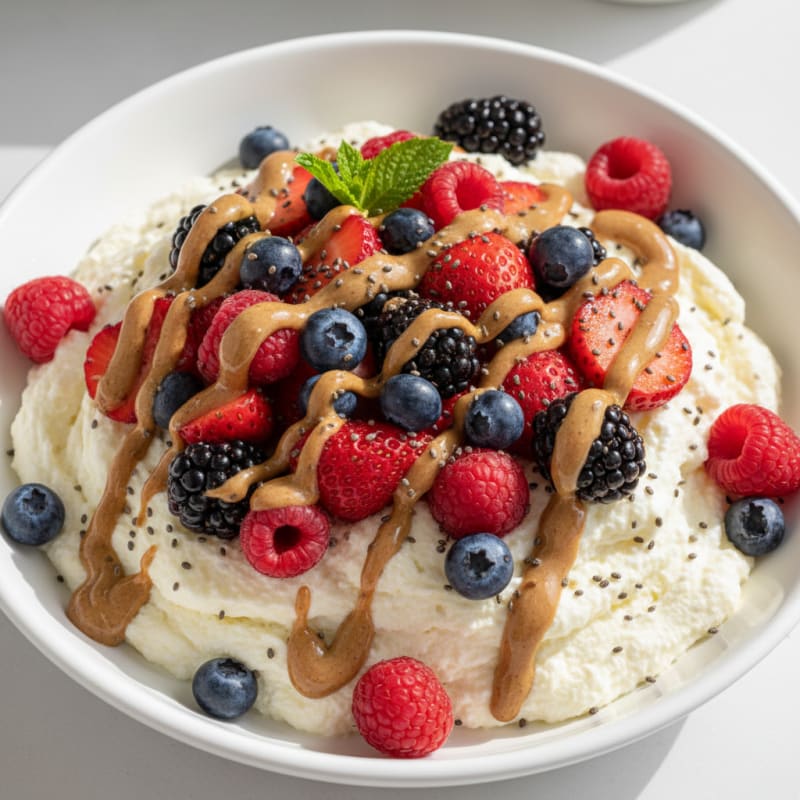 Greek Yogurt Protein Mousse with Mixed Berries