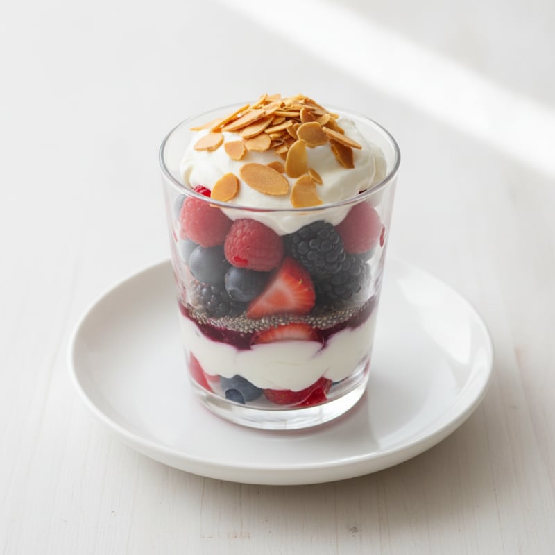 Silky Vanilla Greek Yogurt Protein Parfait with Mixed Berries