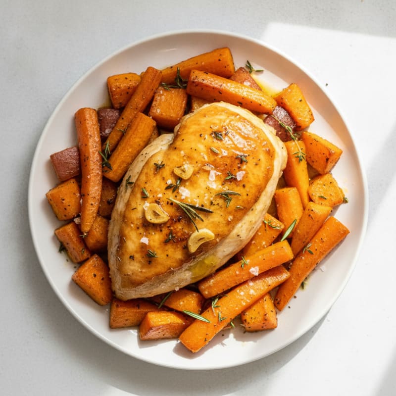 Garlic Herb Roasted Chicken with Root Vegetables