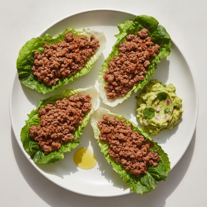 Ground Beef Lettuce Wraps with Guacamole