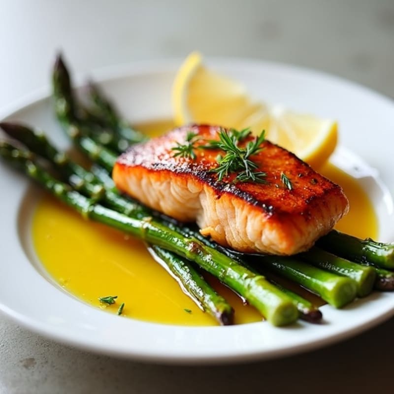 Crispy Pan-Seared Salmon with Roasted Asparagus