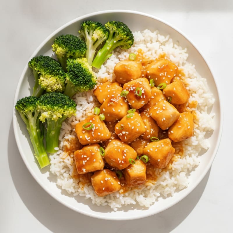 Orange Chicken and Broccoli Rice Bowl