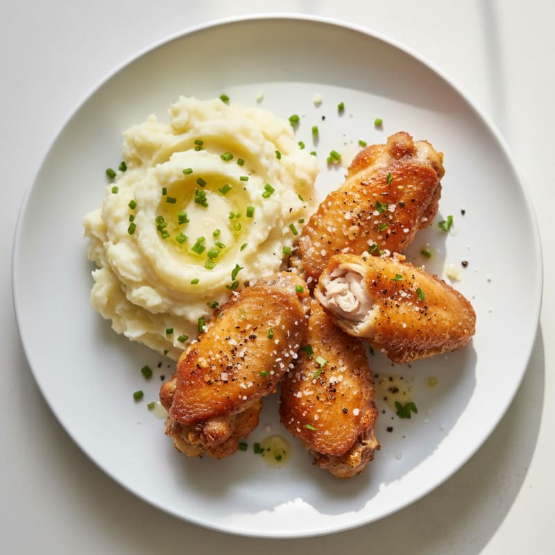 Garlic-Parmesan Chicken Wings with Creamy Mash