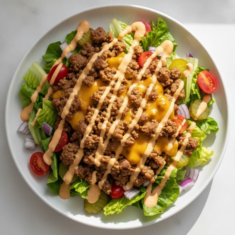 Deconstructed Cheeseburger Bowl with Special Sauce