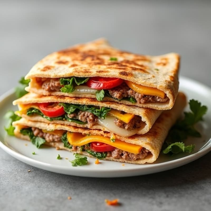 Crispy Whole Wheat Steak and Veggie Quesadillas