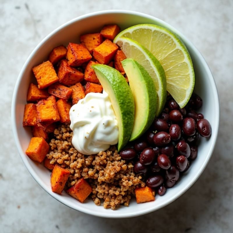 Roasted Sweet Potato and Black Bean Taco Bowl