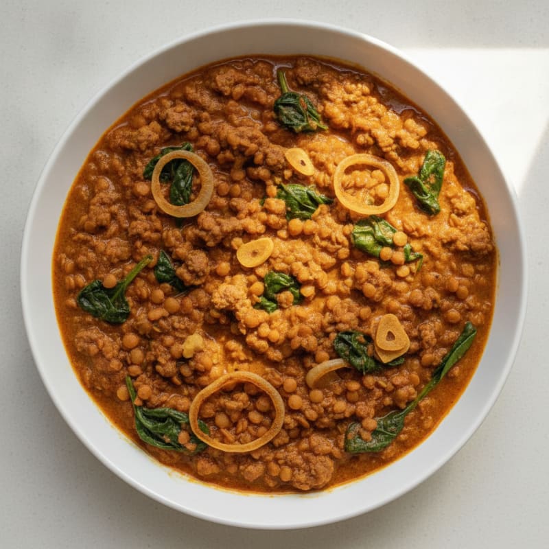Curried Ground Beef and Red Lentils