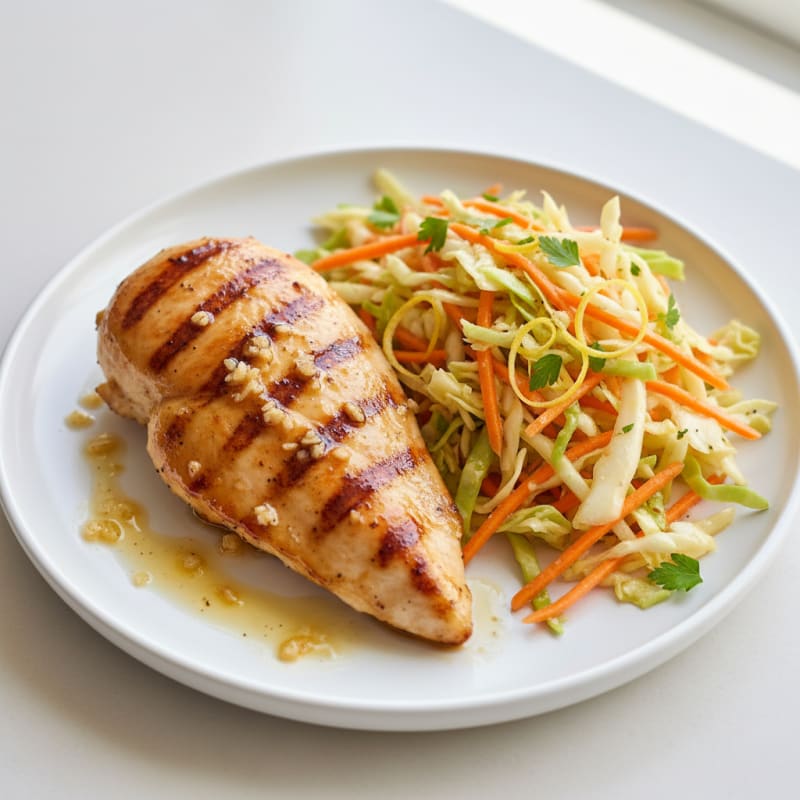Citrus-Garlic Chicken Breast with Crunchy Vegetable Slaw