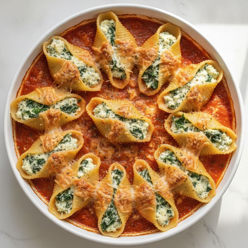 Baked Spinach Ricotta Stuffed Shells