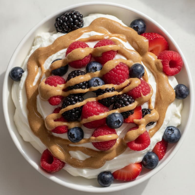 Greek Yogurt Protein Bowl with Mixed Berries and Almond Butter