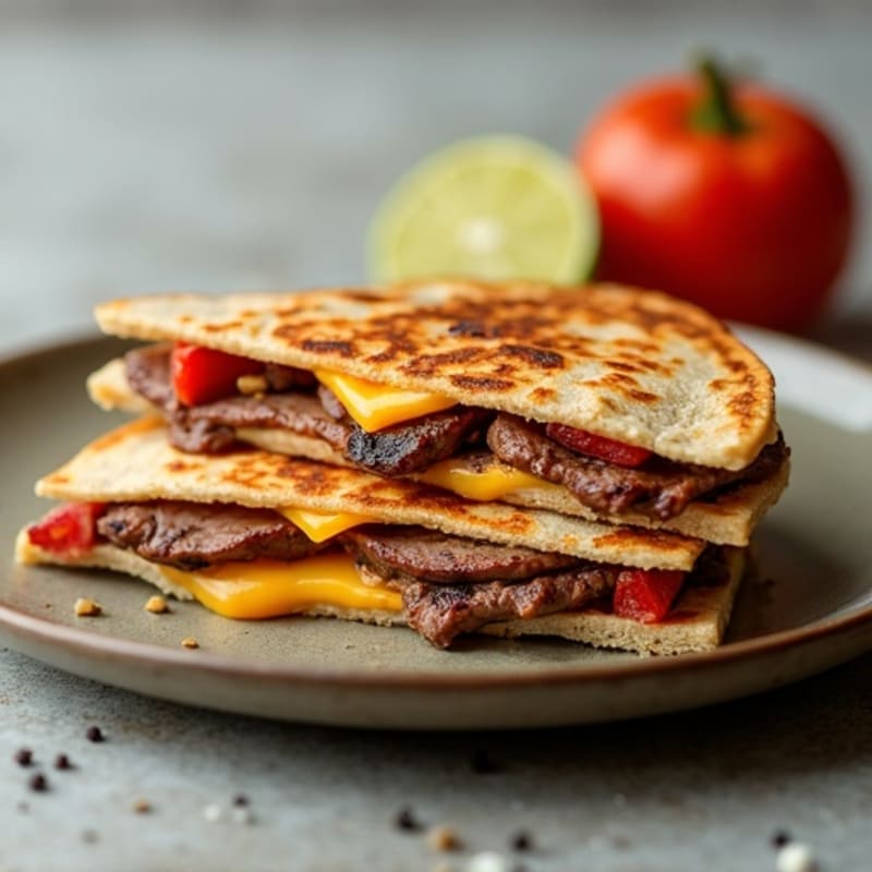 Grilled Steak and Melted Cheese Quesadilla