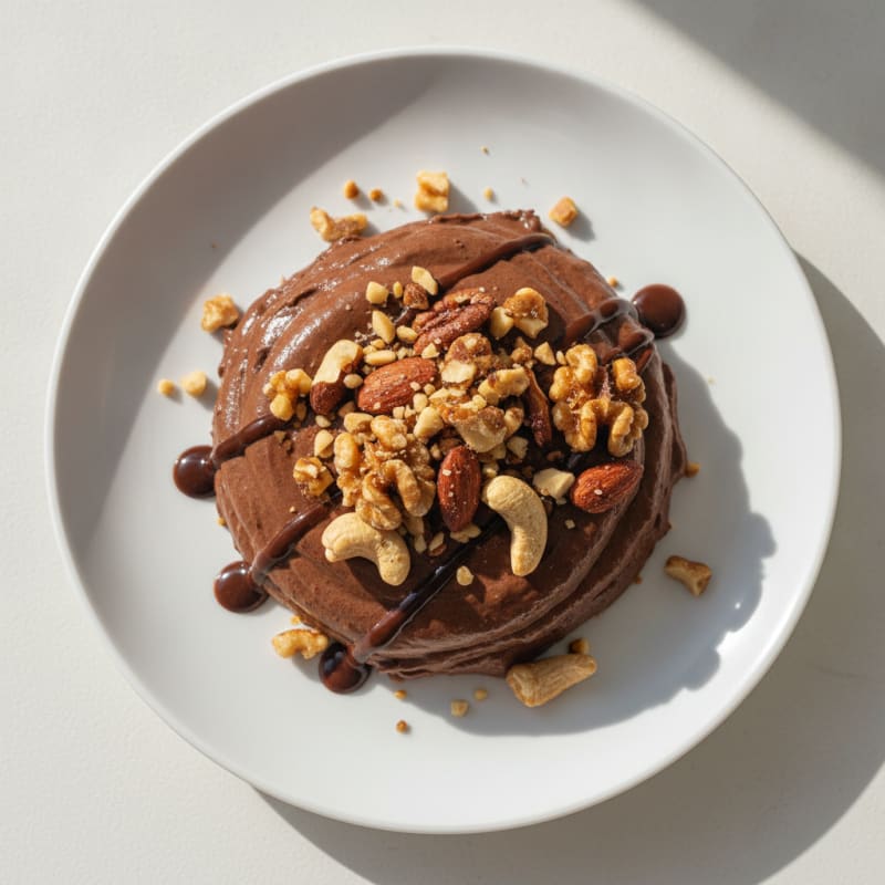 Chocolate Protein Mousse with Mixed Nuts