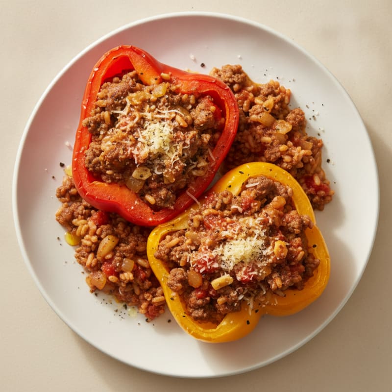 Beef and Rice Stuffed Bell Peppers