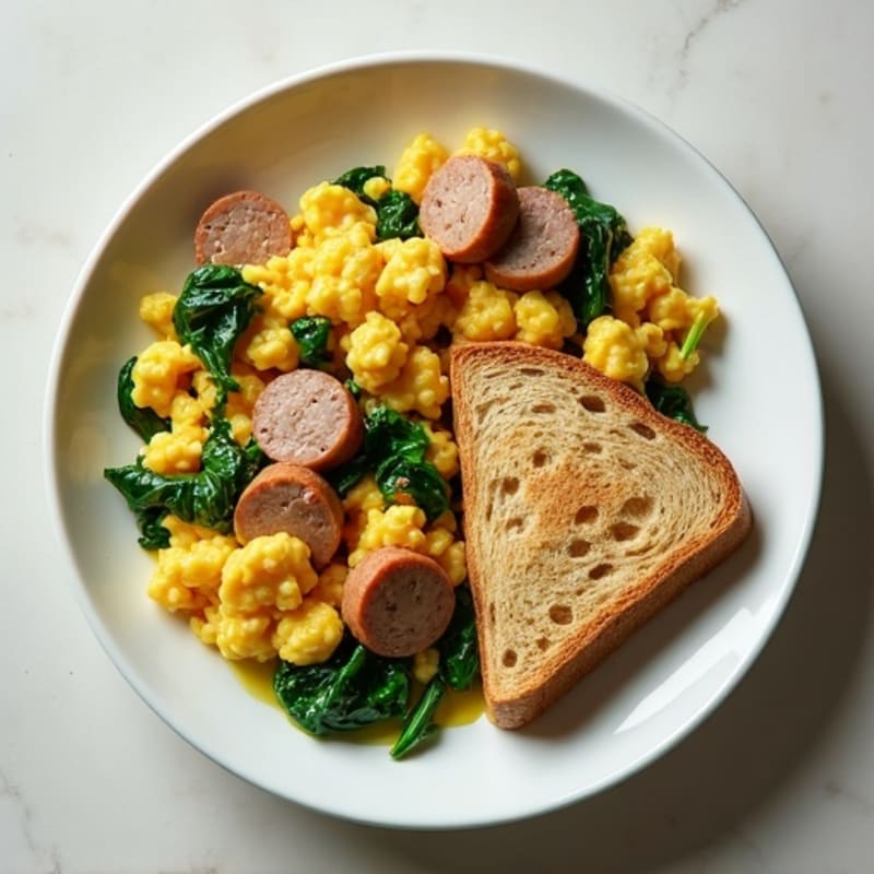 Egg White and Turkey Sausage Scramble with Spinach