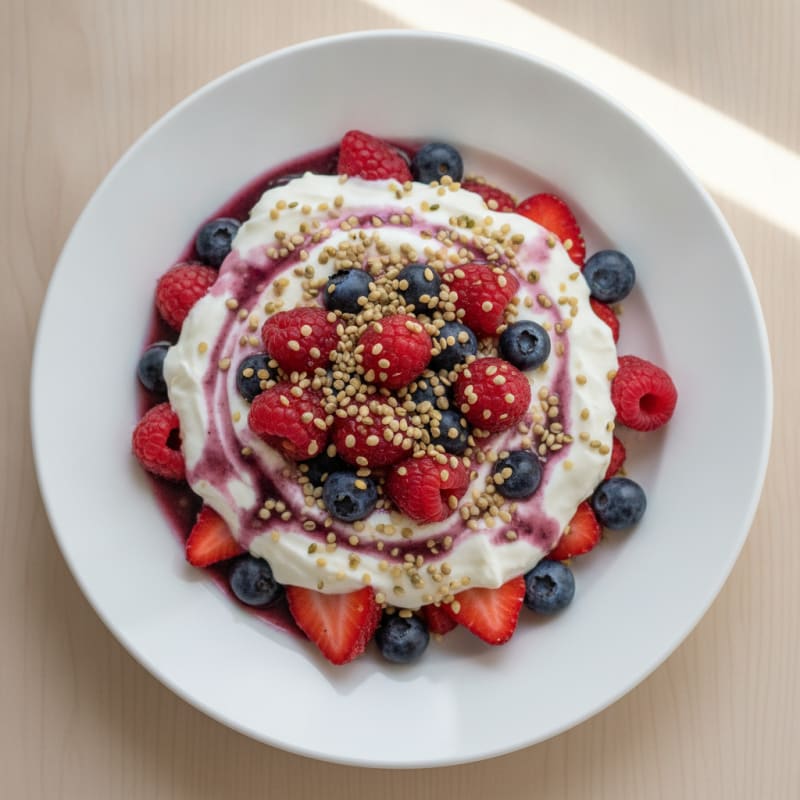 Greek Yogurt Protein Parfait with Mixed Berries