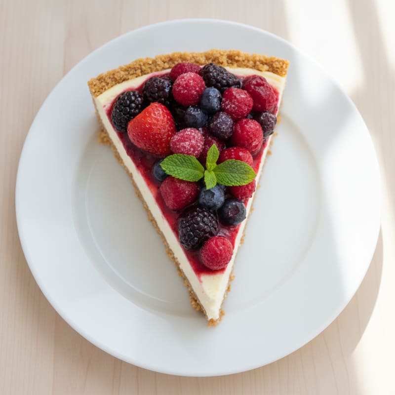 Greek Yogurt Protein Cheesecake with Mixed Berries