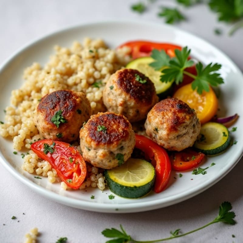 Herb-Seasoned Turkey Meatballs with Roasted Vegetables