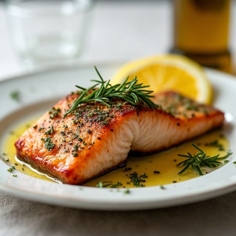 Herb-Crusted Pan Seared Salmon with Lemon