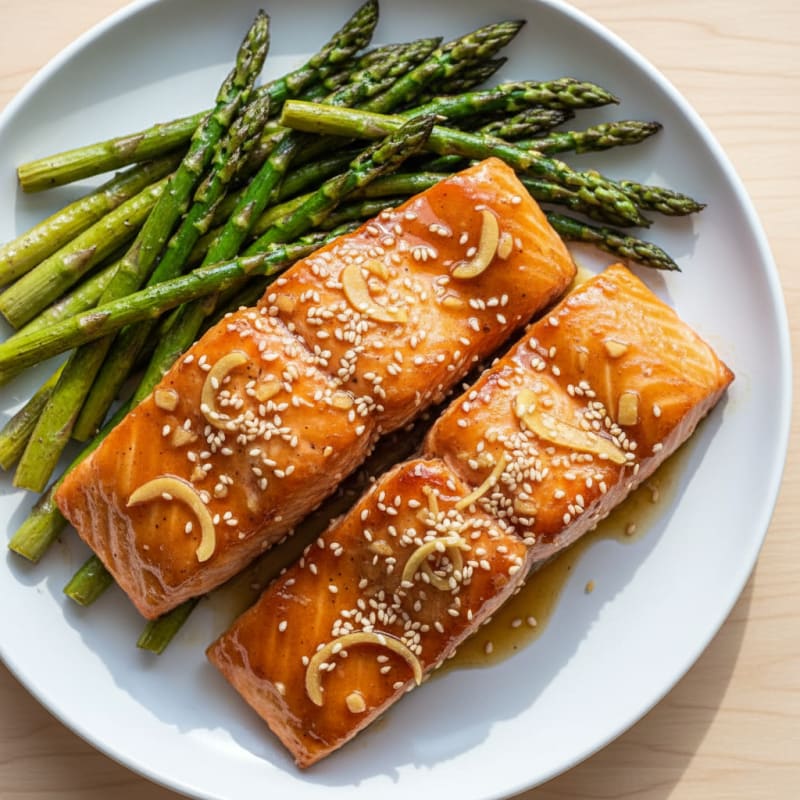 Teriyaki Glazed Salmon with Roasted Asparagus