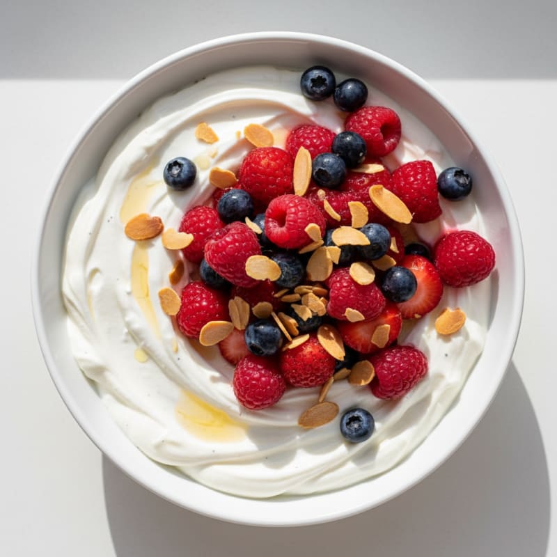 Greek Yogurt Protein Bowl with Mixed Berries and Almonds