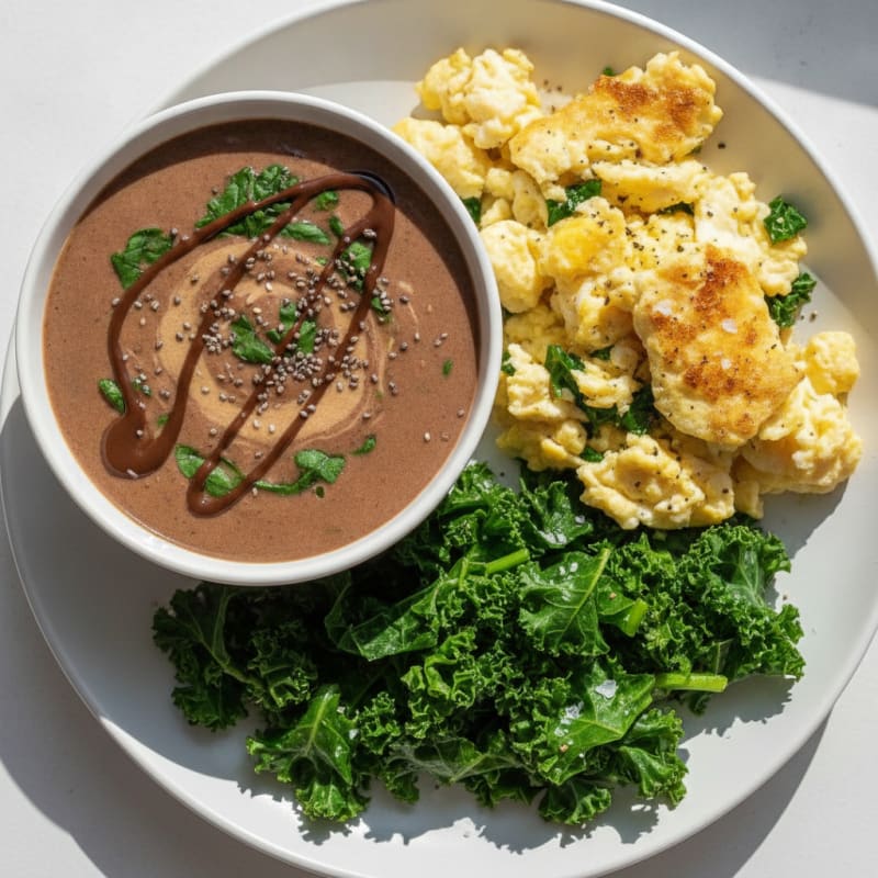 Chocolate Protein Smoothie with Egg Bowl