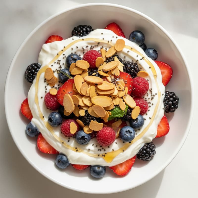 High-Protein Greek Yogurt Parfait with Mixed Berries