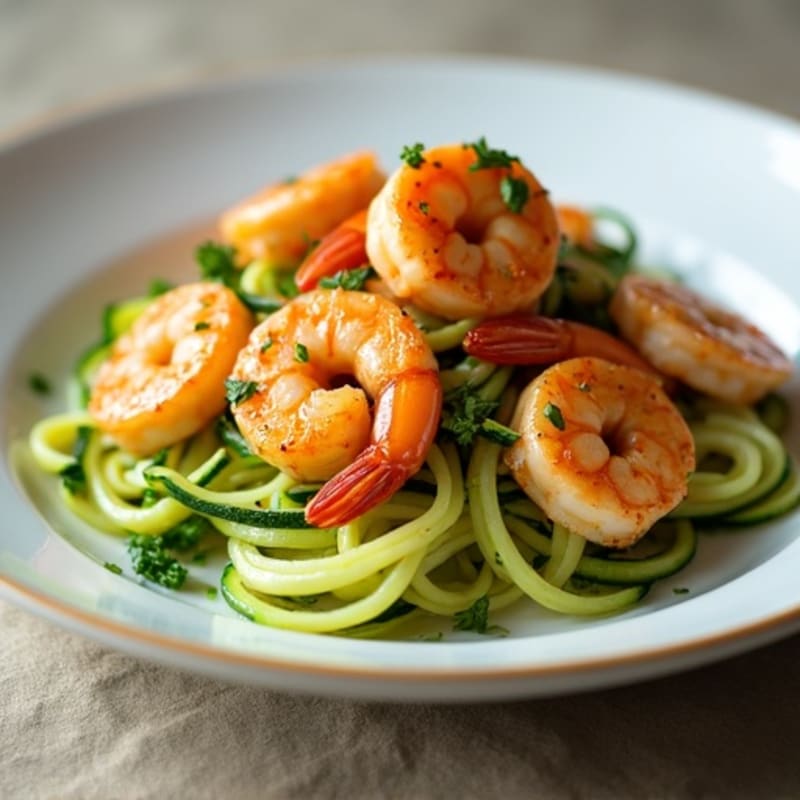 Pan-Seared Garlic Butter Shrimp with Fresh Zucchini Noodles