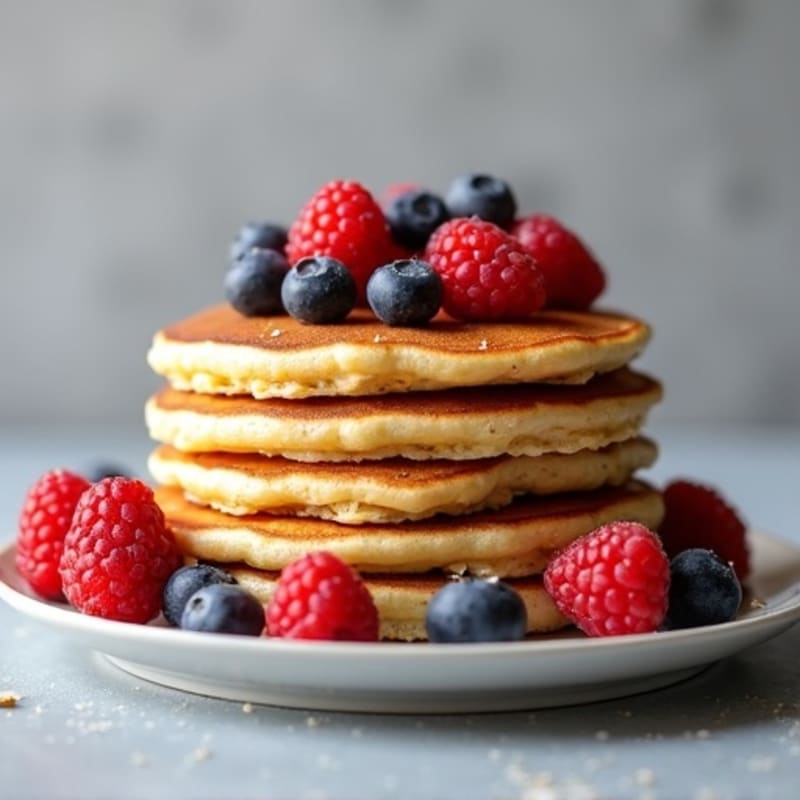 Fluffy Protein Pancakes with Fresh Berries