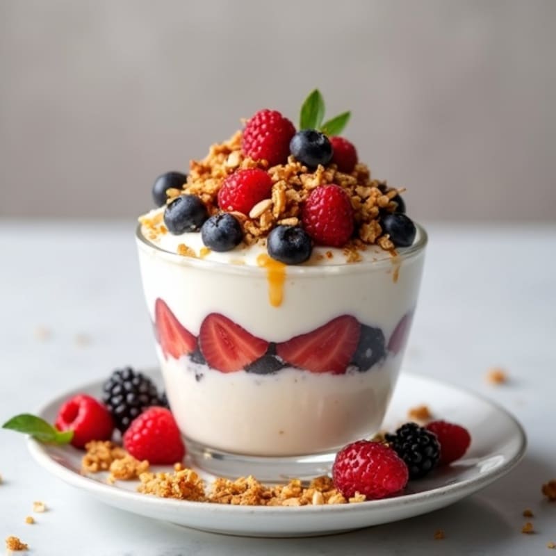 Creamy Greek Yogurt Protein Parfait with Mixed Berries and Almond Butter