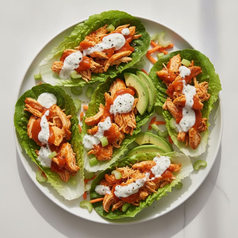 Buffalo Chicken Lettuce Wraps with Ranch