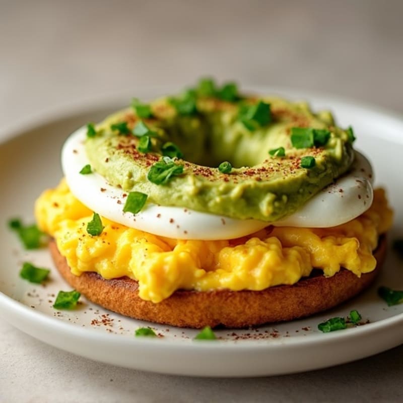 Avocado Egg Smash on Toasted Whole Grain Bagel