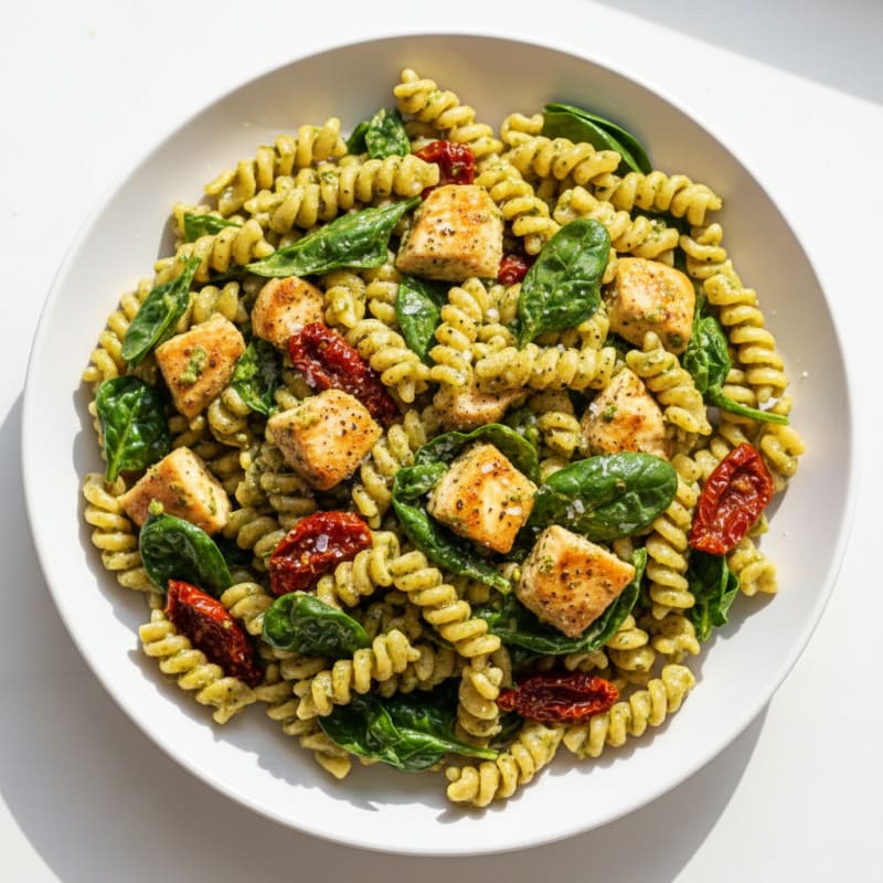Creamy Pesto Chicken and Sun-Dried Tomato Pasta