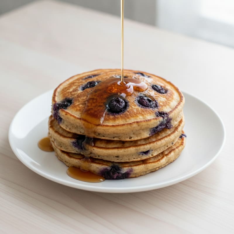 Blueberry Protein Pancakes with Maple Syrup