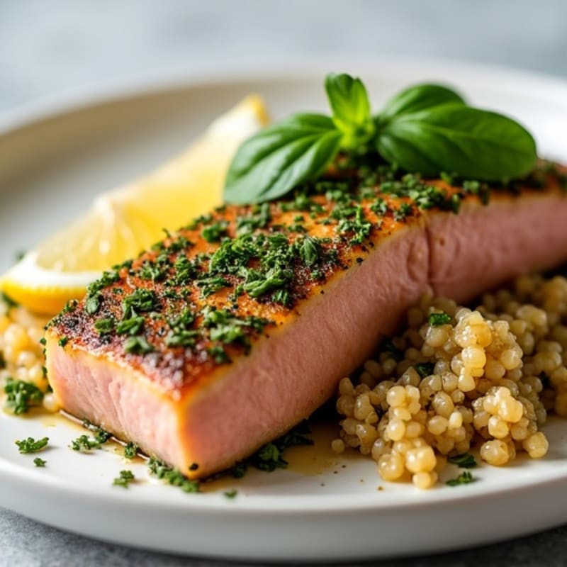Herb-Crusted Seared Tuna with Citrus Quinoa