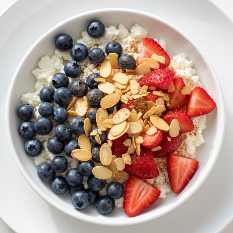 Cottage Cheese and Berry Protein Bowl with Almonds