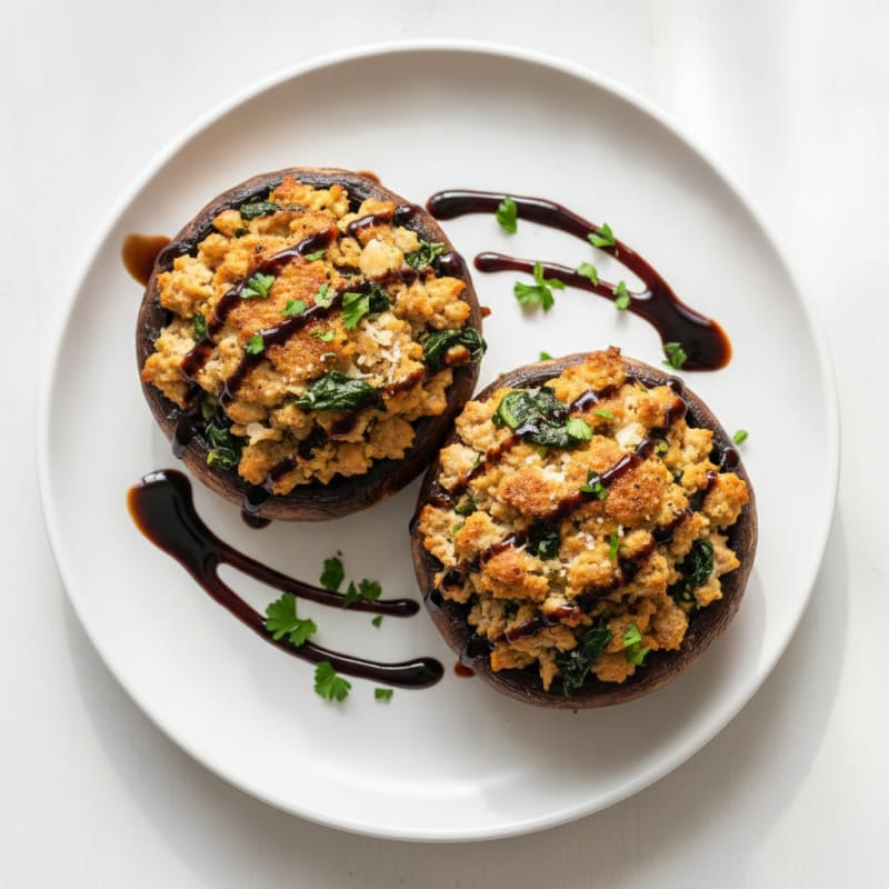Herb-Stuffed Portobello Mushrooms with Balsamic Glaze