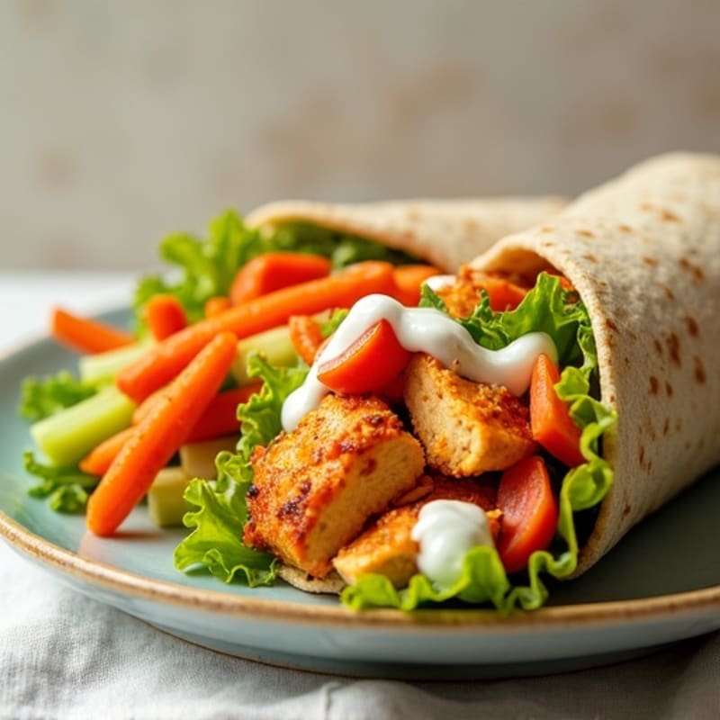 Spicy Buffalo Chicken Wrap with Crunchy Veggies