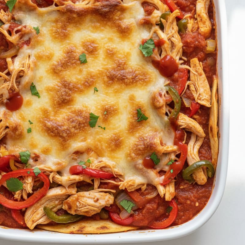 Chicken Enchilada Bake with Roasted Peppers