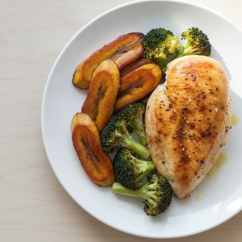Roasted Chicken with Plantains and Broccoli