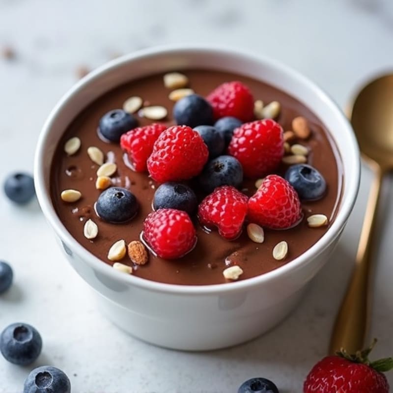 Silky Chocolate Protein Pudding with Berries