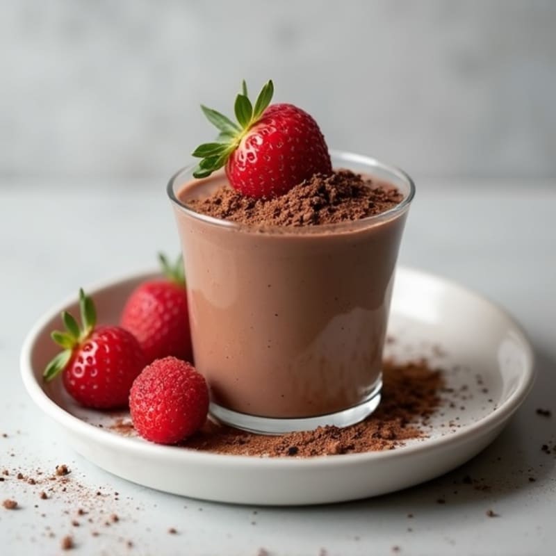 Chocolate Protein Mousse with Almond Butter and Chia Seeds