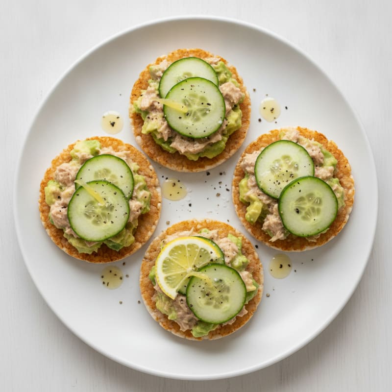 Tuna and Avocado Rice Cakes
