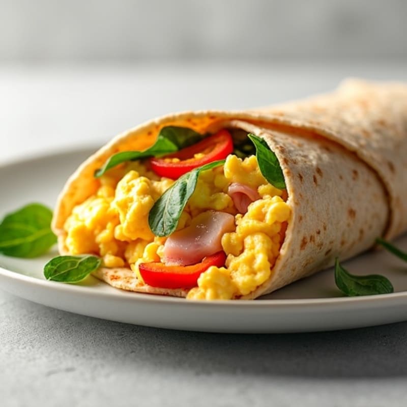 Savory Ham and Egg Scramble Whole Grain Burrito