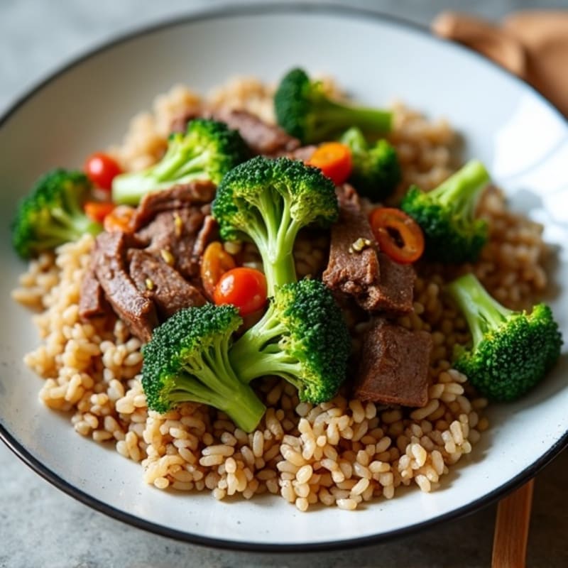 Lean Beef and Crisp-Tender Broccoli Stir-Fry with Brown Rice