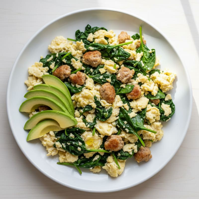 Egg White Scramble with Spinach and Turkey Sausage