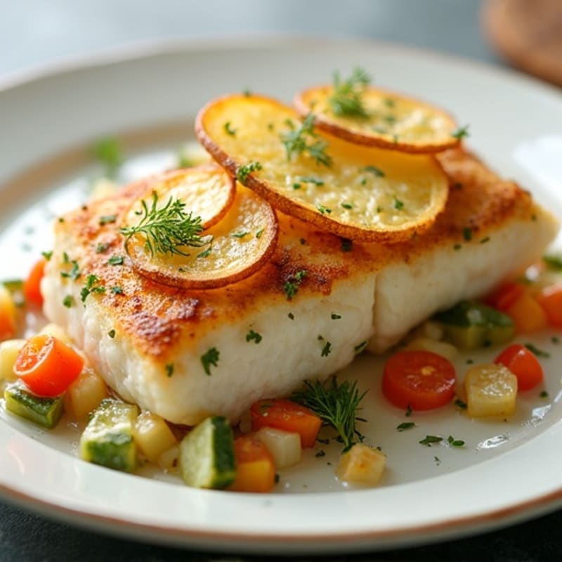 Creamy Herb Fish and Vegetable Bake with Golden Potato Topping